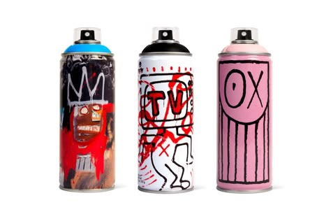 Jean-Michel Basquiat, Keith Haring & André Saraiva Custom Spray Paint Cans Spray Can Art, Spray Paint Cans, Can Art, Spray Paints, Spray Paint Art, Jean Michel Basquiat, Tableau Art, Spray Can, Keith Haring