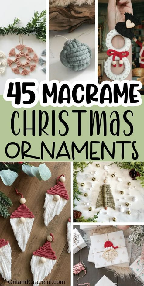 Hey there, I’ve handpicked some amazing super easy macrame Christmas ornament ideas that will add a cozy and festive touch to your holiday decor. They’re absolutely perfect for creating that cozy and welcoming vibe! And you know what? These ornaments aren’t just beautiful, they’re super stylish too! You can easily make and hang them on your tree this year. Macrame Christmas Ornaments Patterns, Macrame Ornaments Christmas Diy, Decorating With Ornaments Ideas, Scrap Macrame Cord Projects, Macrame Holiday Ornaments, Easy Christmas Macrame Ideas, Macrame Idea, Macrame Ideas Projects Diy Crafts, Diy Macrame Christmas Tree Ornament