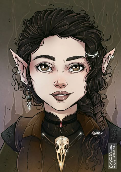 Halfling warlock commissioned some time ago ♥ #halfling #warlock #dnd #skull #mage #character design Female Halfling Character Art, Halfling Druid Female, Hobbit Character Design, Gnome Female Dnd, Female Gnome Dnd, D&d Warlock, Dnd Halfling Female, Gnome Dnd Character Design, Dnd Warlock Character Design