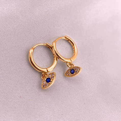 Dainty Dangle Earrings, Ward Off Negative Energy, Christmas Wedding Gifts, Dangle Hoop Earrings, Evil Eye Earrings, Eye Earrings, Jewelry Christmas, Evil Eye Charm, Earrings Minimalist