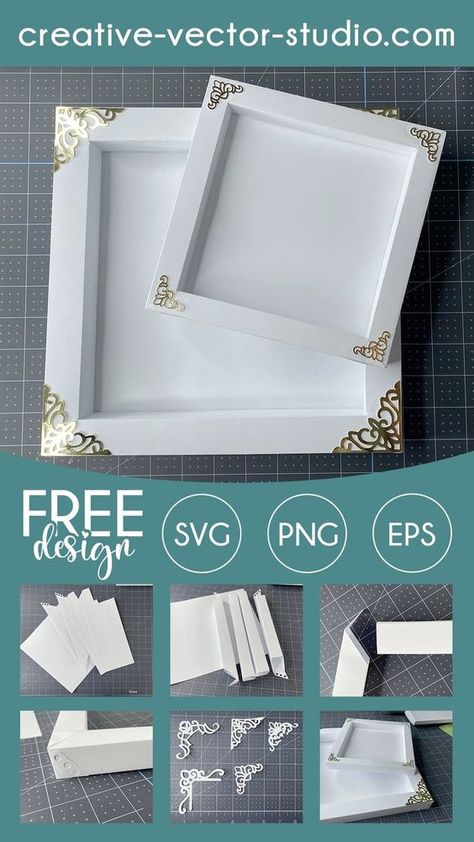 Cricut Cardstock Picture Frame, Free 3d Paper Craft Svg, Svg Free Files For Shadow Boxes, Paper Frames Diy Templates, Scrapbook Svg Free, 3d Square Template, Shadow Box Free Template, Shadowbox Template Free, How To Make Frame With Paper