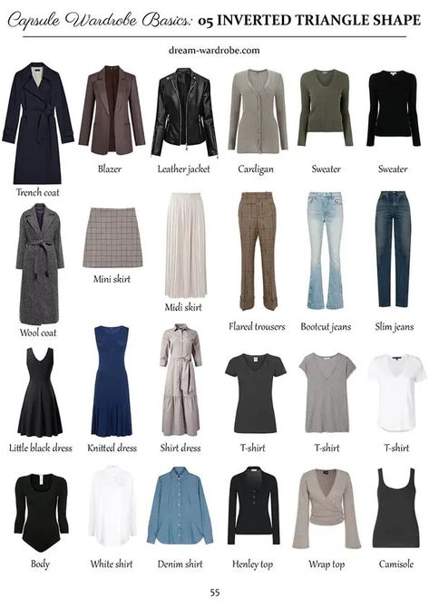 A Comprehensive Guide to the Inverted Triangle Body Shape Casual Summer Outfits For Inverted Triangle, Invert Triangle Outfit, Dress Types For Inverted Triangle, Inverted Triangle Blazer, Best Clothes For Inverted Triangle Shape, Kurti For Inverted Triangle Body Shape, Capsule Wardrobe For Inverted Triangle, Clothes For Body Shape, Inverted Triangle Jacket