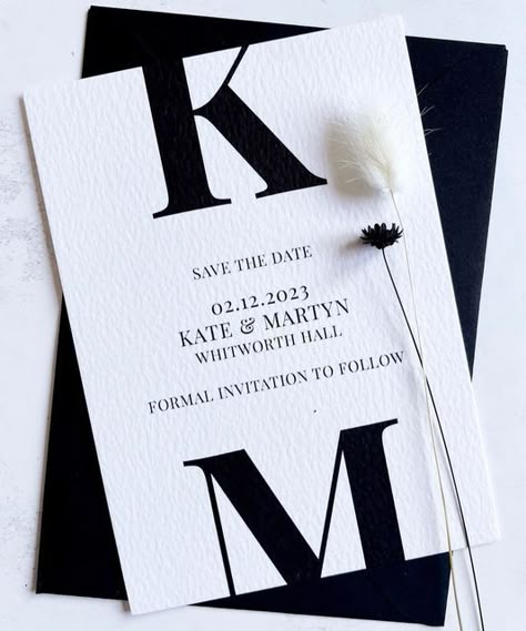 Save The Date Monochrome, Wedding Stationery 2023, Wedding Save The Date Black And White, Black White Save The Date, Save The Dates Classy, Luxury Save The Date Ideas, Black Tie Save The Date Ideas, Save The Date Luxury, Black And Pampas Wedding