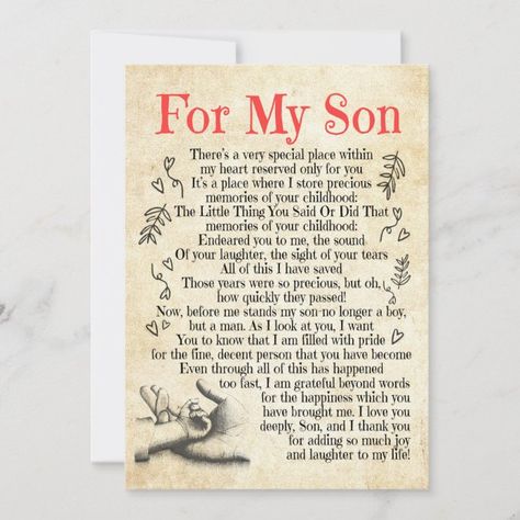 Birthday Poem For Son, Mother Of Boys Quotes, Quotes For My Children, Poem For My Son, Welcome Home Cards, Inspirational Quotes For Daughters, Letter To My Son, Son Poems, Prayer For Son