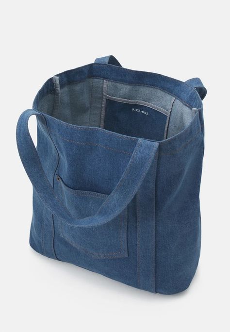 Denim Shopping Bag, Tote Bag Jeans, Jeans Bags Ideas, Jean Tote Bag, Tote Bag Diy Pattern, Denim Bags From Jeans, Jeans Tote Bag, Tas Denim, Recycled Jeans Bag