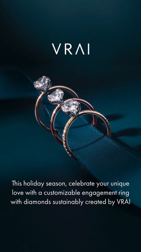 Start new traditions with modern, timeless designs featuring diamonds sustainably created by VRAI. Speak with our diamond experts and receive $100 toward your purchase. Jewelry Banner, Engagement Rings Styles, Timeless Font, Jewelry Packaging Design, Jewellery Advertising, Engagement Rings For Women, Hair Stylies, Richard Branson, Jewelry Photography