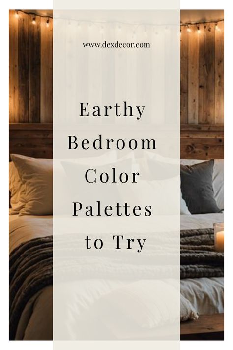 Earthy bedroom with wooden accents and cozy lighting. Earth Bedroom Ideas, Cozy Earthy Bedroom Aesthetic Vintage, Calming Bedroom Colors Cozy, Spa Inspired Bedroom, Earthy Bedroom Aesthetic, Neutral Color Bedroom, Bedroom Aesthetic Vintage, Calming Bedroom Colors, Earth Tone Bedroom