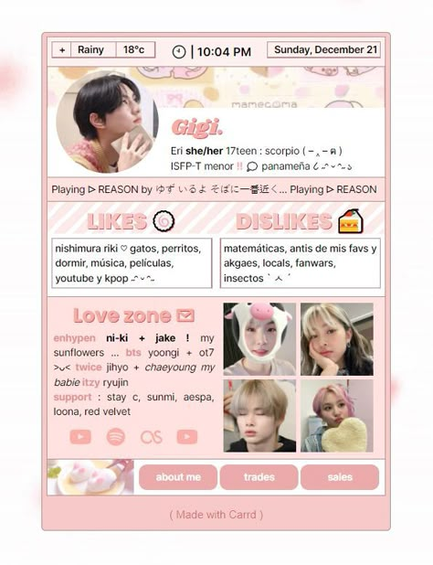 carrd inspo kpop enhypen itzy bts namjoon jungwon aesthetic colorful restaurant japanese food pink messy anime Carrd Inspo Template Pink, Pink Carrd Ideas, Pink Website Aesthetic, Carrd Inspo Cute, Carrd Inspo Kpop Template, Kpop Carrd Aesthetic, Card Inspo Aesthetic, Aesthetic Card Template, Kpop Card Design