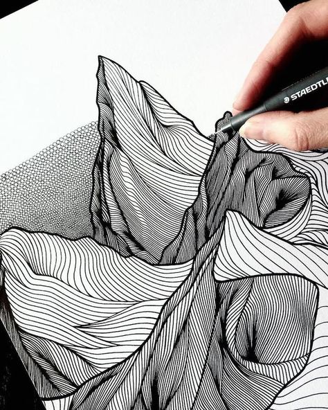 Pointillist Line Drawings of Mountains by Christa Rijneveld Christa Rijneveld, Canada Landscape, Mountain Drawing, Texture Drawing, Line Drawings, Drawing Videos, Zentangle Art, Pen Art, Design Layout