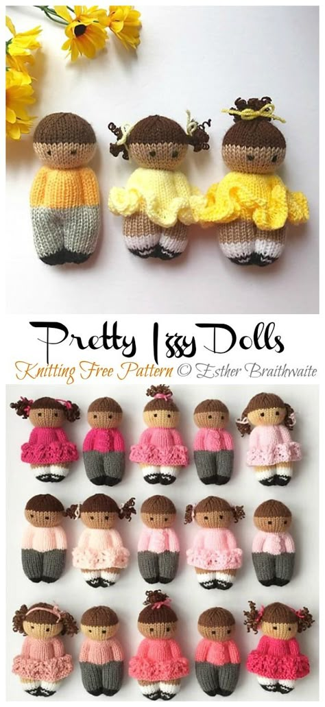 Pretty Izzy Dolls Knitting Free Pattern - Crochet & Knitting Dolls Knitting Patterns, Izzy Dolls, Comfort Dolls, Knitting Dolls Free Patterns, Knitted Dolls Free, Knitted Toys Free, Pocket Pals, Christmas Knitting Patterns Free, Easy Knitting Patterns Free