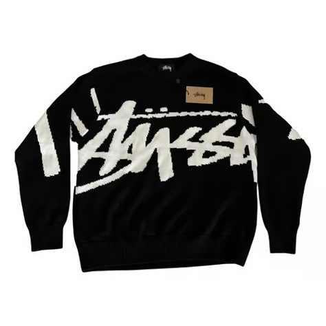 Stussy Sweatshirt Outfit, Pull Stussy, Stussy Knitwear, Stussy Clothes, Stussy Outfit, Stussy Knit, Knitwear Streetwear, Stussy Sweater, Stussy Clothing