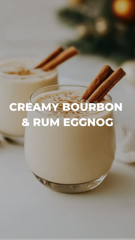 Looking for the perfect holiday drink to enjoy this Christmas season? Try our delicious eggnog recipe that is sure to be a hit at any gathering! This creamy and festive beverage will warm you up from the inside out with its rich and flavorful taste. Whether you're hosting a holiday party or simply relaxing by the fire, our homemade eggnog is a must-try this winter. Get ready to spread some cheer with every sip of this classic Christmas treat. Crock Pot Eggnog Recipe, Homemade Boozy Eggnog, Eggnog Holiday Drinks, Eggnog Bar Party, Alcohol Eggnog Drinks, Alcohol Eggnog Recipe, Egg Nog Drinks Alcoholic Rum, Holiday Brunch Drinks Alcoholic, Rum Eggnog Recipe