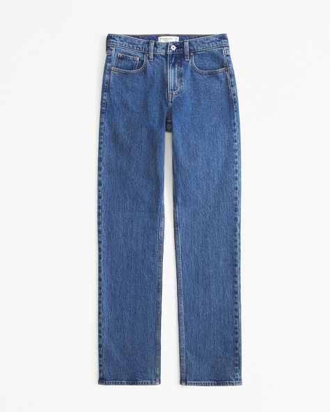 Women's Mid Rise 90s Straight Jean | Women's Bottoms | Abercrombie.com 90s Style Jeans, Dark Marble, Abercrombie Jeans, Women's Bottoms, Style Jeans, Pocket Bag, Mid Rise Jeans, Christmas 2024, New Arrival Dress