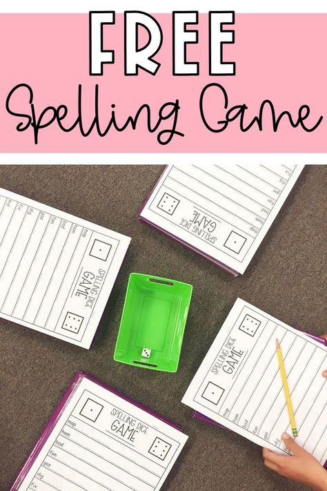 Free Spelling Game 2nd Grade Spelling Activities Free, Spelling Stations 1st Grade, Word Work For 2nd Grade, No Prep Reading Games, Spelling Stations 2nd Grade, Spelling Movement Activities, Word Work Games Second Grade, 1st Grade Spelling Games, Literacy Games For 3rd Grade