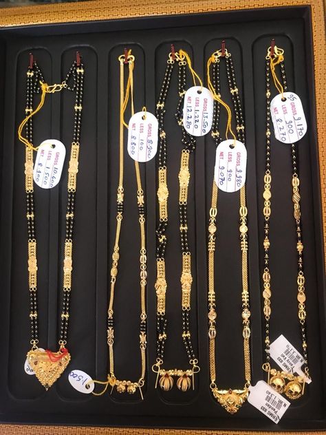 Nallapusalu Designs Gold Short, Short Mangalsutra Designs Gold, Gold Plated Jewelry Indian, Black Beads Jewellery, Short Mangalsutra, Black Beads Necklace, Mangal Sutra, Gold Jewels Design, Black Beads Mangalsutra Design