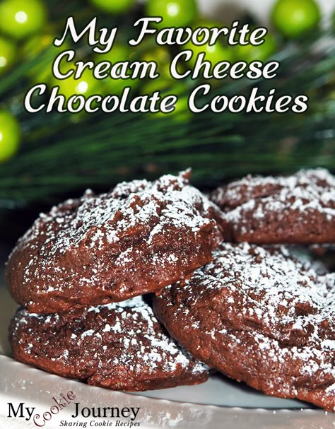 The greatest reason for adding cream cheese to a cookie recipe is that it adds a creaminess to the cookie that you just can't get with any other ingredient. It also helps cut down on the sweetness so you can taste the chocolate. #cream_cheese #chocolate Cream Cheese And Cocoa Recipes, Chocolate Cream Cookies, Easy Recipe With Cream Cheese, Chocolate Cookies With Cream Cheese, Cream Cheese Chocolate Cookies, Cream Cheese Brownie Cookies, Cookies With Cream Cheese In Them, Hersheys Cream Cheese Chips Recipes, Dessert Recipes Using Cream Cheese