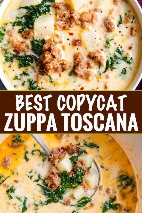 Sopa Toscana, Copycat Zuppa, Zuppa Toscana Soup Olive Garden, Copycat Zuppa Toscana, Salad Kale, Zuppa Toscana Soup, Toscana Soup, Best Soup Recipes, Crock Pot Soup