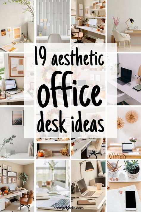 Aesthetic Cubicle Decor Office, Home Office Desk Decor Ideas, Office Themes Ideas Decor, Office Set Up Ideas Layout, Office Ideas For Work Business Decor, Small Therapy Office Ideas, Office Decor On A Budget, Decorate Office At Work, Office Desk Decoration Ideas