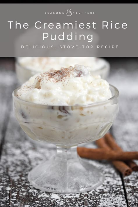 Ina Garten Rice Pudding, The Best Rice Pudding Recipe, Jasmine Rice Pudding Recipe, Cream Based Desserts, Rice Pudding For Two, Best Rice Pudding Recipe Ever, Eggnog Rice Pudding, Coos Coos Recipes, Rice Pudding Recipe With Cooked Rice