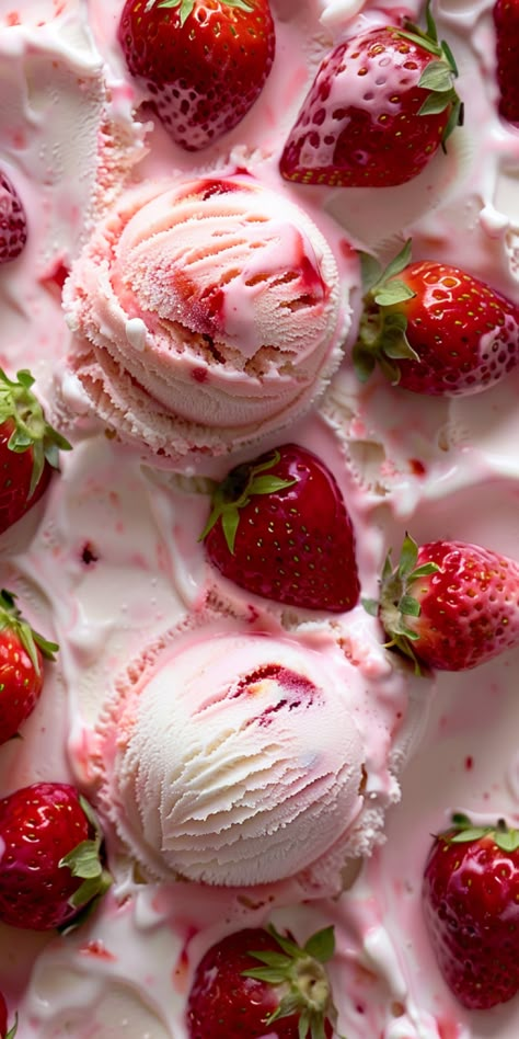 Strawberry Shortcake Ice Cream [55 Minutes] – Chasety Scooped Ice Cream, Desserts Ice Cream, Ice Cream Strawberry, Strawberries And Cream Ice Cream, Pink Ice Cream, Strawberry Shortcakes, I’ve Cream Aesthetic, Strawberry And Cream, Ice Cream Strawberry Shortcake