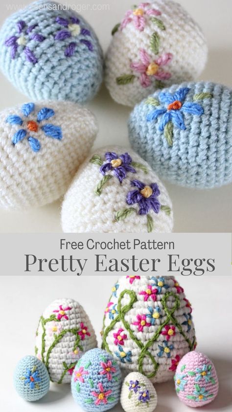 April Crochet Ideas, Embroidery Flowers On Crochet, Easter Crochet Ideas Simple, New Crochet Free Patterns, Crochet Egg Pattern Free Amigurumi, Crochet Easter Gifts Free Patterns, Quick Easter Crochet, Crochet Small Egg Pattern, Quick Crochet Easter Projects