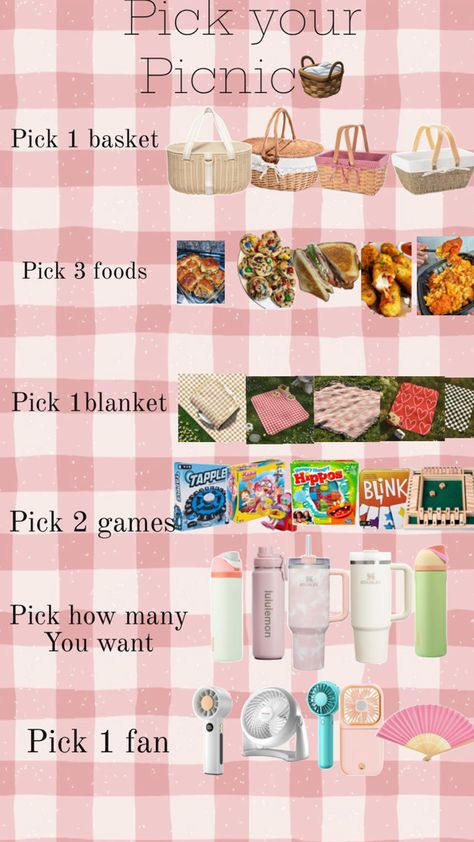 Pick your picnic 🧺 with your friends & family ⚡️ Games For Picnic Ideas, Fun Picnic Activities, Picnic Activities For Friends, Cooking Class For Kids, Picnic Food List, Easy Picnic Food, Picnic Date Food, Date Food, Picnic Planning