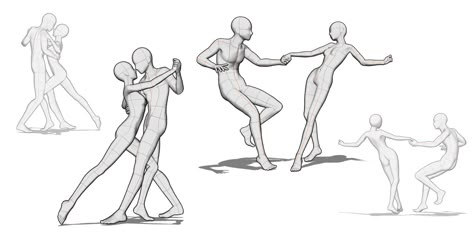 Base Drawing Dancing, People Dancing Art Reference, 2 People Dancing Drawing Reference, Dynamic Dance Poses Reference, Tango Dance Drawing Reference, Art Poses Dancing, Dancing Together Pose Reference, Dancing With Someone Reference, 2 People Poses Drawing Reference Dancing