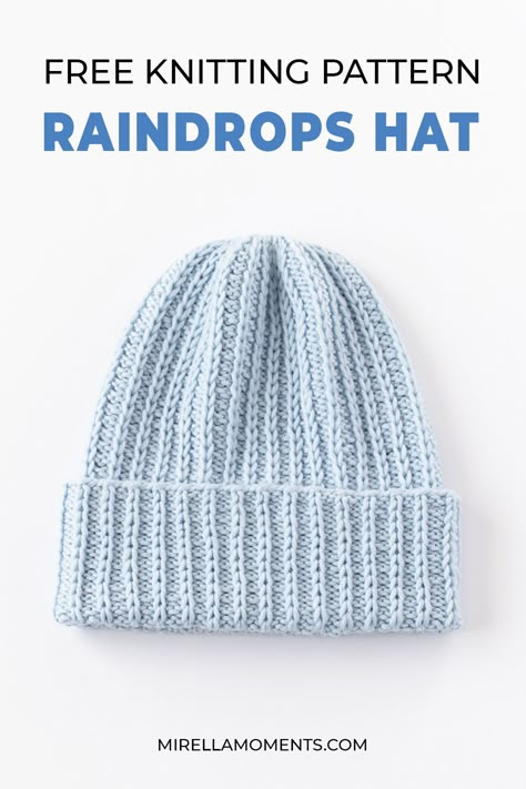 Raindrops Hat free knitting pattern Knitting Hat Decreases, One Skein Knit Hat Free Pattern, Ladies Hat Knitting Pattern, Stockinette Hat Free Pattern, Easy Toque Knitting Pattern, Adult Knitted Hats, Knitted Hat In The Round Free Pattern, Knit Hat In The Round, Knitting Patterns For Beanies