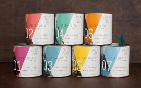 Joseph Wesley tea packaging designed by Foundry Co Paint Packaging, Tea Branding, Typography Packaging, Package Design Inspiration, Creative Coffee, Tea Brands, Packaging Labels Design, Tea Packaging, Coffee Packaging