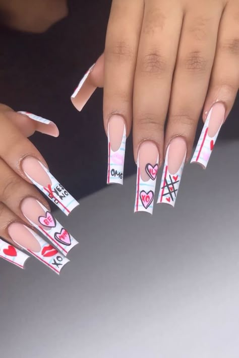 Vday Nails, Valentines Day Nails, Valentine Nails, Acrylic Nails Designs, Dope Nail Designs, Exotic Nails, Unique Acrylic Nails, Bling Acrylic Nails, Pink Acrylic