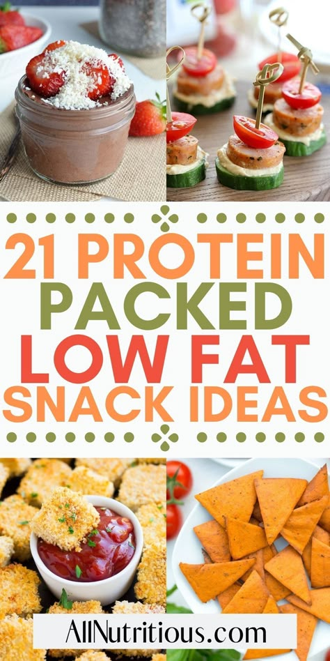 Low Fat Snack Ideas, High Protein Low Fat Snacks, Easy High Protein Snacks, Fitness Snacks, Healthy High Protein Snacks, Low Fat Snacks, Healthy Protein Snacks, Low Fat Diet, Low Carb High Protein