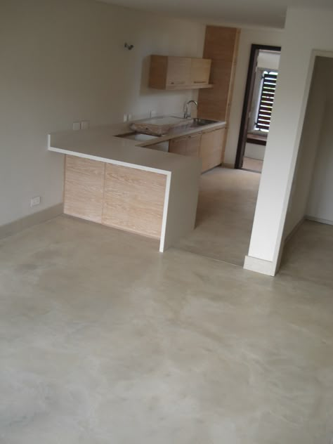 Coloured Cement Floor, Screed Flooring Bedroom, Mediterranean Concrete Floor, Cement Floor Ideas Bedrooms, Micro Cement Kitchen Floor, Concrete Wood Stamp, White Cement Floors In House, Blue Concrete Floor, Cement Finish Flooring