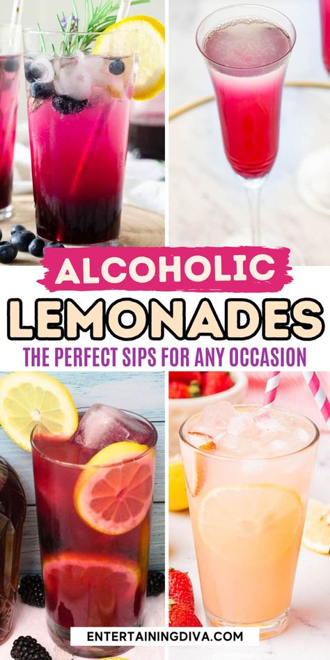 Alcoholic Lemonades (the Perfect Sips For Any Occasion) | Recipes Party Drinks Alcohol For A Crowd Vodka, Simple Alcoholic Drinks For A Party, Simple Drinks With Vodka, Large Alcoholic Drinks Parties, Drinks For Girls Night Alcohol, Cocktail Recipes Big Batch, Lemonade Punch Alcohol, Mixed Drinks Alcoholic Easy, Sweet Alcoholic Drinks Easy