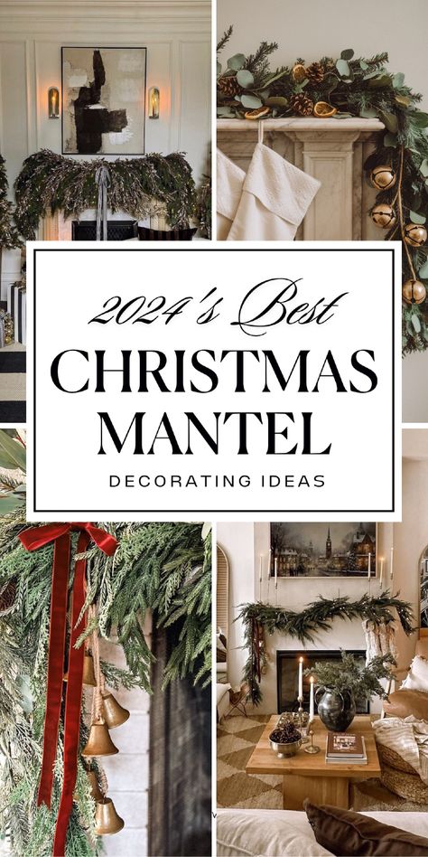 On the hunt for 2024' best Christmas mantles? These absolutely beautiful Christmas mantel ideas are a must-see - explore all of 2024's top modern Christmas decor trends and get inspired by all these super pretty Christmas decorations we'll be trying in our own homes this year. (SAVE to your Christmas decor inspiration board to shop the look later!) Nordic Christmas Mantle, Christmas Farmhouse Fireplace Decor, 2024 Christmas Mantel Ideas, Christmas Mantel With Lanterns, Modern Christmas Mantels Ideas, Mantle With Christmas Trees, Christmas Decor Inspiration 2024, Holiday Decor 2024 Trends, House Decor For Christmas