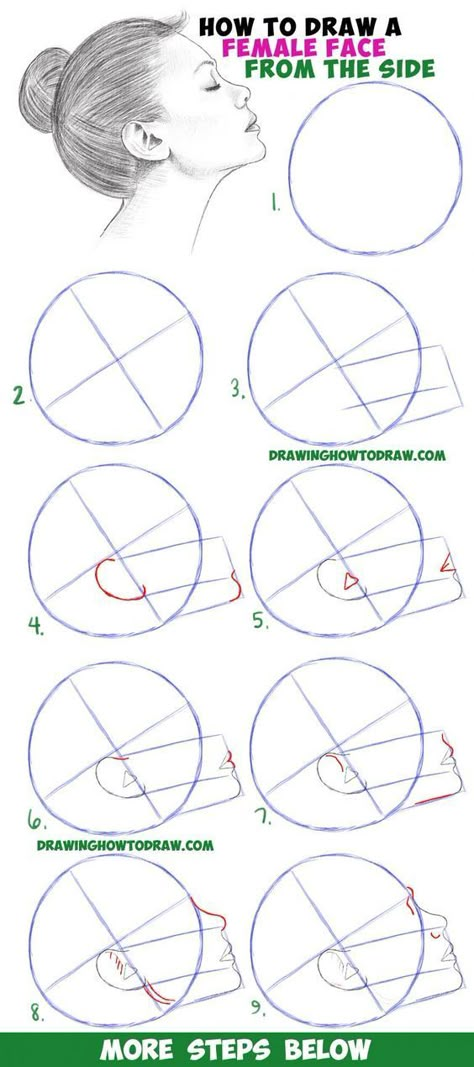 Face From The Side, Draw A Face, How To Draw Steps, Drawing Tutorial Face, Drawing Tutorials For Beginners, Drawing Eyes, Drawing Tutorials For Kids, Drawing Heads, Drawing Hair