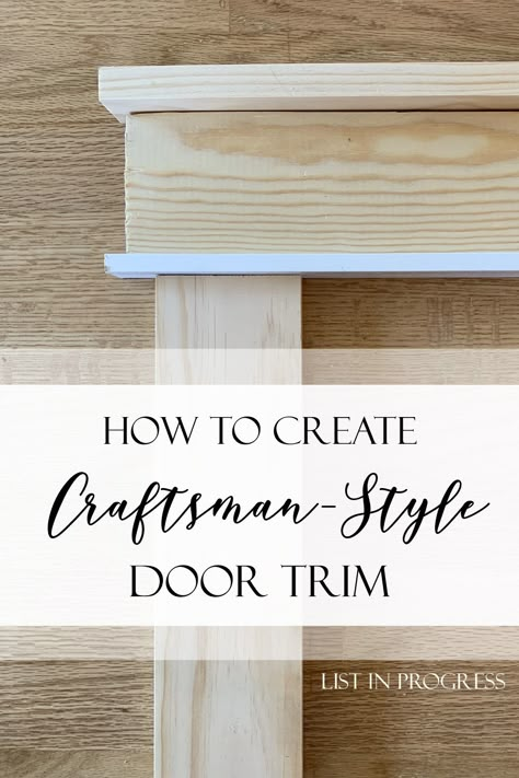 How to create DIY Craftsman-inspired door trim to add some serious style to your home's interior.  Here are some tips and ideas for updating the trim in your home. #craftsman #doortrim #trim Door And Window Molding Ideas, Inside Door Trim Ideas, Door Trim Design Ideas, Sliding Glass Door Trim Ideas, Doorway Trim Ideas Interior, Fir Trim Interior, Easy Trim Ideas Diy, Craftsman Door Trim Interiors, Interior Door Trim Craftsman