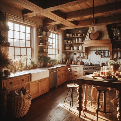 10 Farmhouse Kitchen Ideas for Rustic and Charming Design 1800s Kitchen Farmhouse, Old Farmhouse Kitchen Rustic, Log Home Kitchen Ideas, Cabin Style Kitchen, Italian Farmhouse Kitchen, Appalachian Kitchen, Rustic Cottage Kitchens, Old Style Kitchen, Small Rustic Kitchens