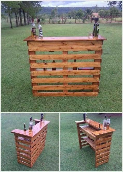 Palet Bar, Bar Pallet, Bar En Palette, Pallet Bar Diy, Diy Outdoor Bar, Pallet Wine, Pallet Bar, Pallet Decor, Wooden Pallet Projects