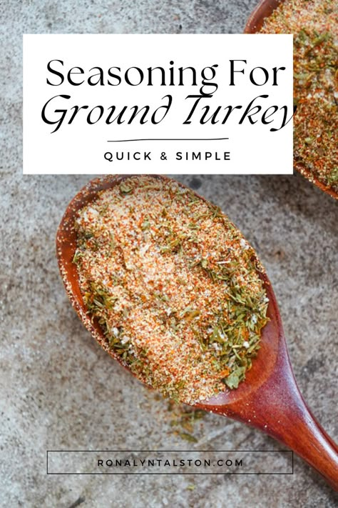 Seasoning for ground turkey just got easier to add to your lean ground turkey! The sweet thing about this spice mixture is that it can be added to any meat. #seasoning #turkey Best Seasoning For Ground Turkey, How To Season Turkey Burgers, Best Way To Season Ground Turkey, Ground Turkey Seasoning Spices, Ground Turkey Seasoning Healthy, Seasoned Turkey Burgers, Season Ground Turkey, Italian Seasoned Ground Turkey Recipes, Seasoning Ground Turkey