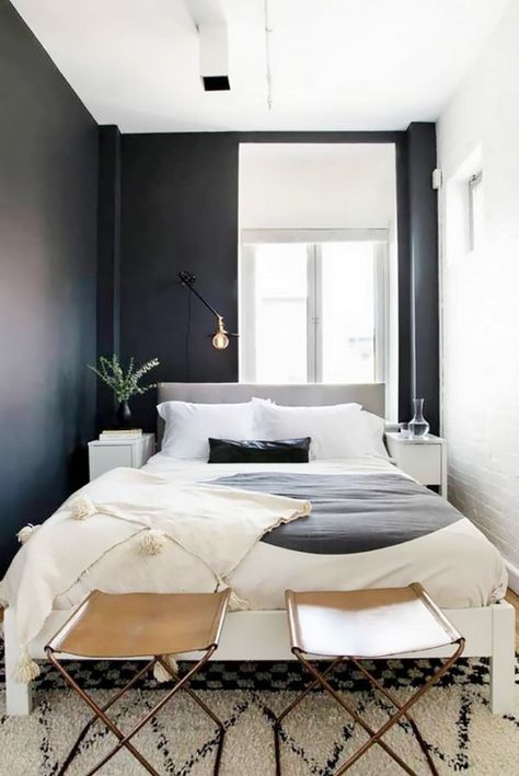 Small Double Bedroom, Very Small Bedroom, Small Guest Bedroom, Small Apartment Bedrooms, Affordable Bedroom, Small Bedroom Designs, Small Bedroom Decor, Grey Bedroom, Small Room Design