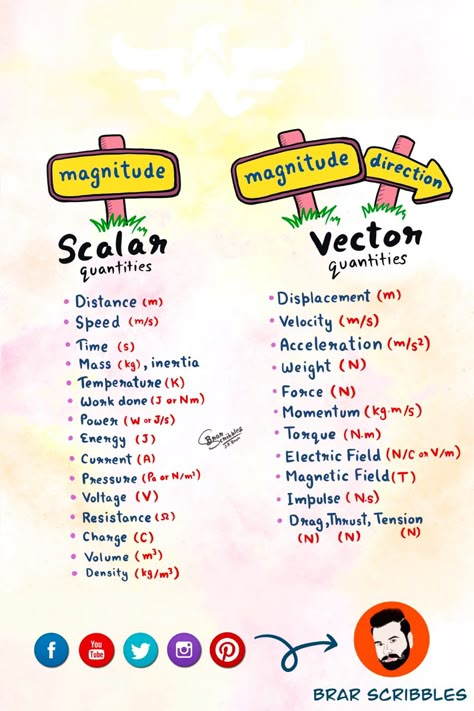 Basic Of Physics, Scalar And Vector Quantities Notes, Scalar And Vector Notes, Vectors Physics Notes, Physics Basic Concepts, Science Formulas Physics, How To Make Notes For Physics, Physics Basic Formula, Vectors And Scalars Notes