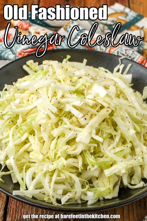 Old Fashioned Coleslaw with Vinegar Vinegar Cabbage Slaw, Vinegar Cole Slaw Recipes, Vinager Coleslaw Recipe Vinegar, German Slaw Recipe, Cole Slaw Vinegar, Sweet Vinegar Coleslaw, German Coleslaw Recipe, Oil Based Dressing, Cabbage Coleslaw Recipe