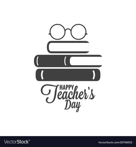 Happy teachers day icon glasses and book logo on Vector Image Teacher Day Design, Teacher Design Ideas, Teachers Day Images, Teachers Day Design, Happy Teachers Day Logo, Teacher Logo Design, Book Logo Ideas, Books Logo Design, Teacher Icon