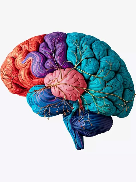 " - Digital Brain Artwork Artistic Brain Illustration - Colorful Cognitive Science Art" Sticker for Sale by WatermelonPink | Redbubble Brain Digital Art, Brain Illustration Art, The Brain Art, Brain Aesthetic, Brain Artwork, Brain Painting, Brain Pictures, Medical Artwork, Brain Graphic