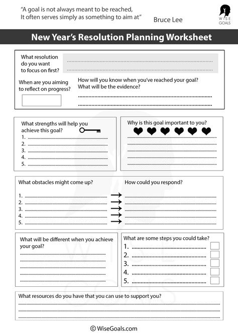 New year's resolution Planning worksheet New Years Goal Setting Worksheet, Goals Setting Worksheet, New Years Goals Template, New Year Resolution Template, Yearly Goals Template, Goal Planning Template, New Years Resolutions Template, Bar Exam Prep, Teaching Art Elementary