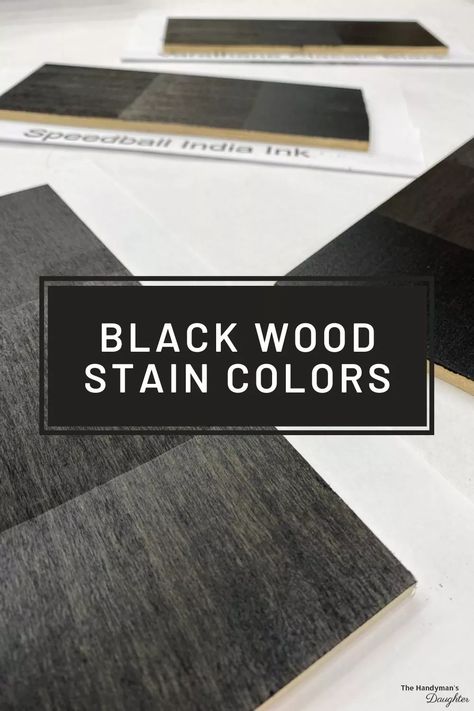 Looking for the perfect true black wood stain color? I sampled four black wood stain colors on five different wood species to compare results and take the guesswork out of your search! Spray Paint Tips, Varathane Stain, Wood Staining, Black Wood Stain, Stained Trim, Grey Stained Wood, Black Deck, Staining Furniture, Stain On Pine