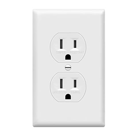 ENERLITES Duplex Receptacle Outlets and Wall Plates Bundle, Tamper-Resistant Electrical Receptacle, 15A 125V, Self-Grounding, 2-Pole, UL Listed, 61580-TR-WWP, White: Amazon.com: Tools & Home Improvement Replacing Electrical Outlets, Replace Electrical Outlet, Floor Power Outlet, Floor Plugs Electrical Outlets, Outlet Kitchen, Multiple Outlet Plug, Book Area, White Hardware, Junction Boxes