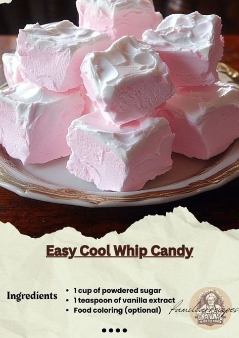 TaastyFoody | Easy Cool Whip Candy | Facebook Easy Cool Whip Candy Recipe, Christmas Cool Whip Candy, Whipped Cream Candy, Cool Whip Candy With Pudding, Food Package Ideas, Cool Whip Christmas Desserts, Easy Cool Whip Candy With Pudding, Cool Whip Truffles, Xmas Goodies Holiday Treats