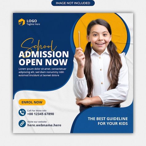 PSD school admission social media post h... | Premium Psd #Freepik #psd #back-school-post #school-post #school-social-media Education Flyer Design, Education Social Media Post, School Social Media Post, Admission Post, School Post, Instagram Flyer, Back School, About School, School Clubs