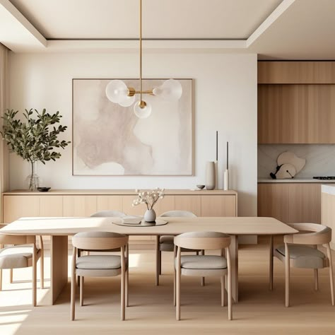 Modern Scandi Dining Room, Minimalist Dining Area, Japandi Dining Room Design, Cozy Modern Home Decor, Dining Room Minimalist, Japandi Dining Room, Japandi House, Scandinavian Dining Room, Japandi Interiors